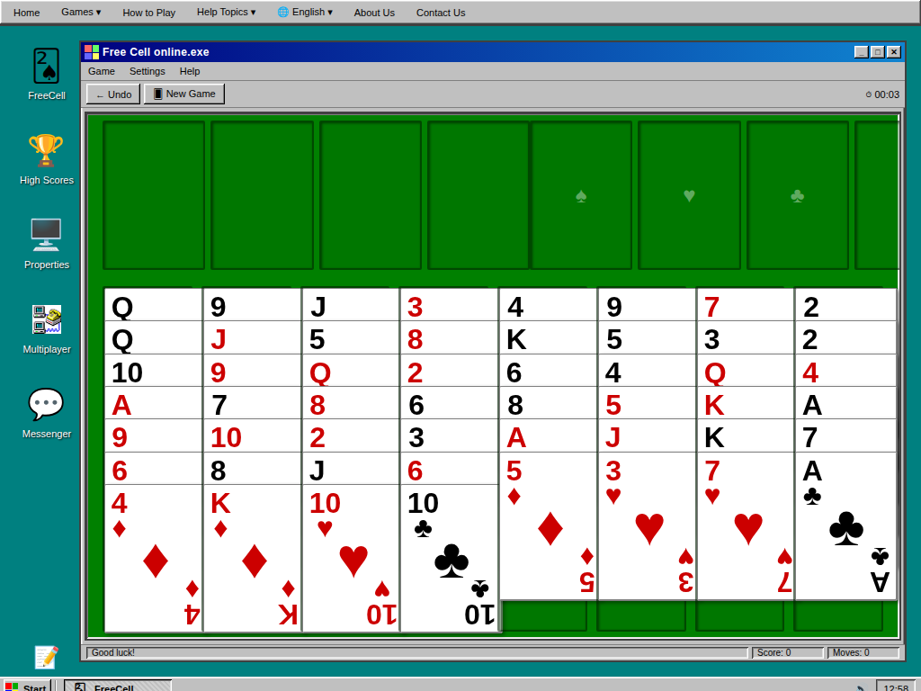 FreeCell Game Layout